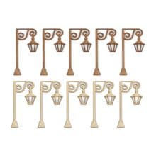 10 Piece Fairy Lamp Posts in 2 designs Laser Cut 2mm MDF, 1.5mm Ply